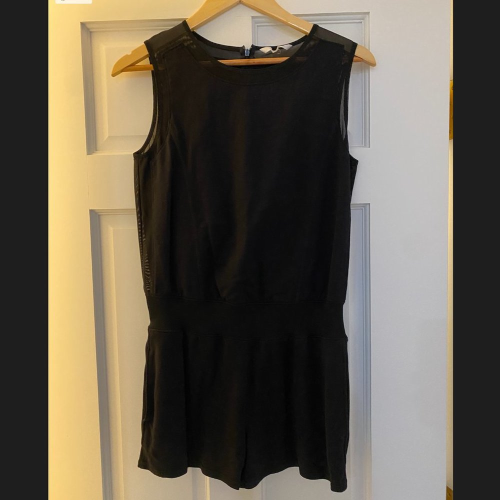 Theory 38 Black Romper Shorts with Mesh Detail - XS